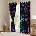 thumbnail image 3 of jejeloiu Kawaii Cat Black Out Curtains,Cartoon Cute Kitten Curtains Pack of 2 (42x63 Each),Neon Gradient Striped Bedroom Curtains For Girls Kids,Luxury Bedroom Decor, 3 of 6