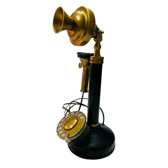 Vintage Candlestick Phone Rotary Dial Telephone Wired Landline Antique Home Décor (Black Antique)