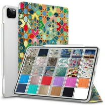 DuraSafe Cases iPad PRO 12.9 Inch 2020 4th 2021 5th 2022 6th Gen [ Pro 12.9 4 5 6 ] MY3K2LL/A MY3J2LL/A MY2H2LL/A MY2J2LL/A Printed Slim PC Dual Angle Stand Clear Flip Back Cover - Damask