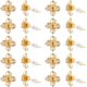 thumbnail image 1 of 20 piezas de aretes de botón de latón, aretes de botón de flor con aro, aretes chapados en oro de 18 quilates con 20 tuercas de plástico., 1 of 9
