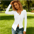 thumbnail image 3 of Women Fitted Button Down Tops Long Sleeve Asymmetrical Cropped Going Out Shirts Modal Spring Trendy Blouses, 3 of 6