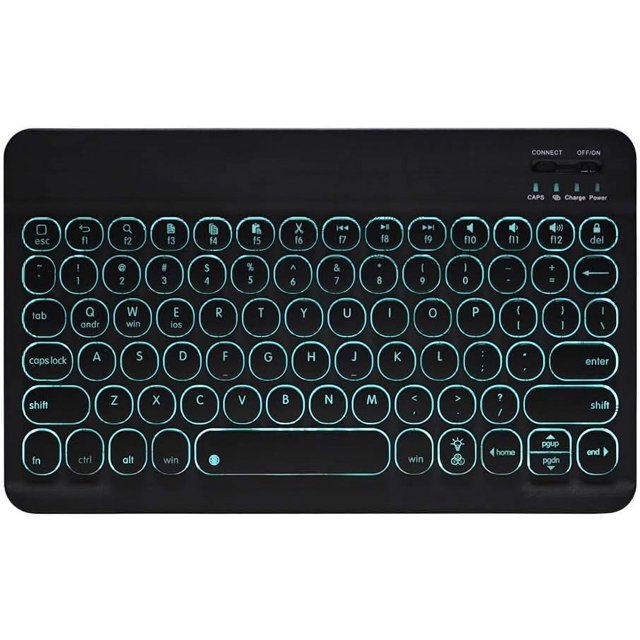 Teclado Bluetooth con panel táctil, teclado inalámbrico portátil recargable para tableta Bluetooth con trackpad y retroiluminación de 7 colores, compatible con iPad, iPhone, iOS Android Windows (negro) JM teclado