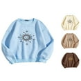 thumbnail image 2 of JUNWELL Long-Sleeved Fall Pullover Simple Sun and Moon Print Sweatshirt Casual Oversized Loose Sweater Top，Beige, 2 of 3