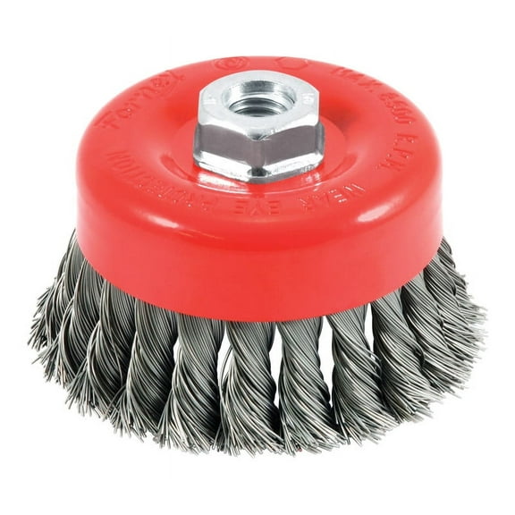 1 Pc, Forney 4 In. D X 5/8 In. Knotted Steel Cup Brush 8500 Rpm 1 Pc