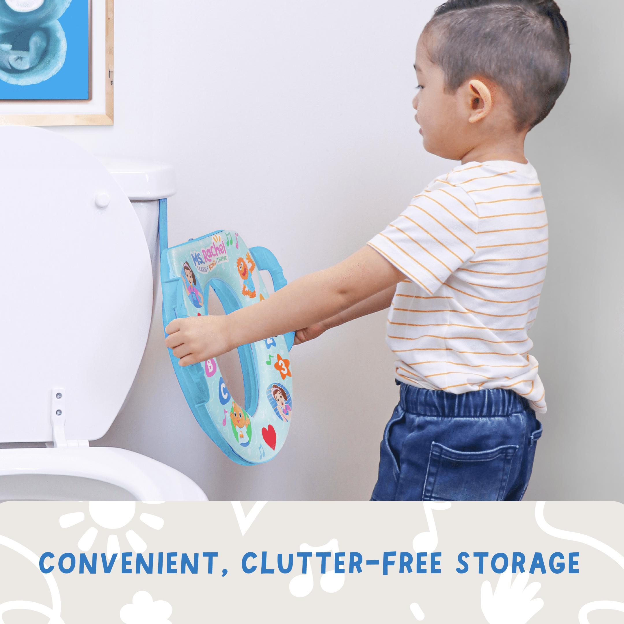 Ms Rachel Soft Potty Training Seat for Toddlers with Hanging Hook, Fits Standard Toilets