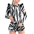 thumbnail image 2 of SGFCWSX Girls Rash Guard Swimsuit, Swimdress and Bottom, Kids 2-Piece Full-Zip Ruffle Long Sleeve Print Swimwear for Beach Black Size 5-6 Years, 2 of 7