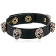 thumbnail image 1 of Betsey Johnson Halloween Black Leather with Multi-Color Stone Skulls Wrap Bracelet, 1 of 2