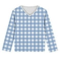 thumbnail image 4 of Avrntaa Girls Long Sleeve Tops Fall Cute Checkered Pattern Shirts Sweet V Neck Layer T-Shirt, 4 of 8