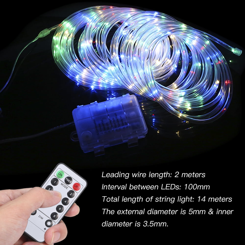 12M/39.4Ft 7.2W 120 LED Rope Light Multicolor Battery Powered Operated