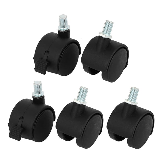Sillas de oficina Unique Bargains con vástago de tornillo de 10 mm, diámetro de 1.5 pulgadas, ruedas dobles, 5 piezas