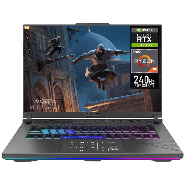 Laptop Gamer ASUS ROG GeForce RTX 5070 Ti 12GB DLSS Ryzen 9 9955HX 64GB 1TB 16" ROG Nebula Display QHD+ 240Hz Teclado Ingles