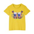 thumbnail image 2 of Toddler Girl Clothes under $5 Short Sleeve Round Neck Independence Day Print Cotton Toddler Kids T-shirt Tee Top Yellow 7 Years, 2 of 6
