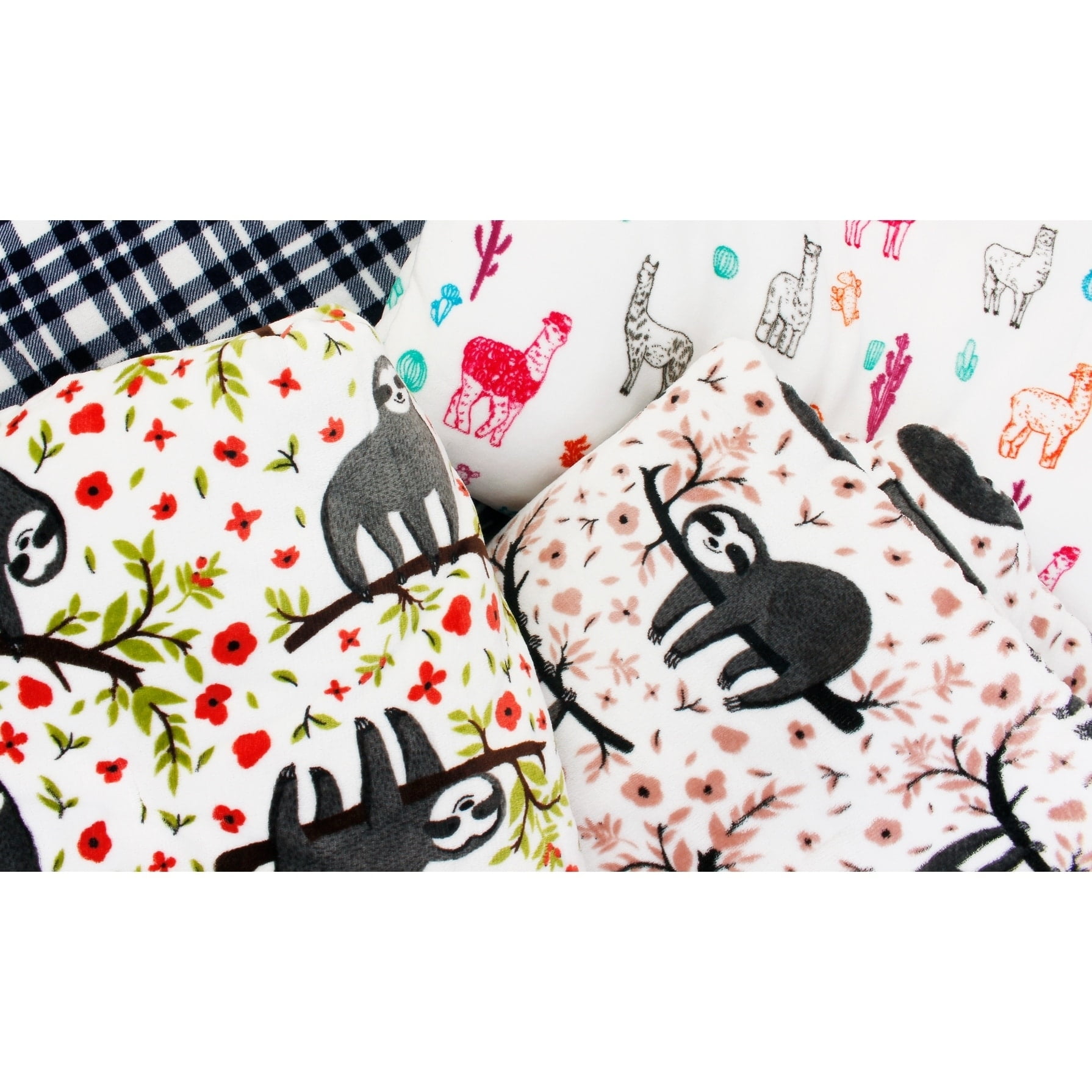 Thro Seth Sloth Flannel Fleece Comforter Set Full Queen 3 Piece