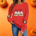 thumbnail image 2 of Enjoytime Womens Crewneck Sweatshirt Halloween Cute Ghost Graphic Long Sleeve Oversized Sweatshirts Fall Fashion Vintage Pullover Tops, 2 of 7