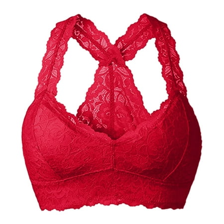 

TOWED22 Plus Size Bras For Women Women s Sexy Bra Sheer Lace Bra Plunge Unlined Full Coverage See Underwire Bra Red