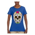 thumbnail image 2 of Wild Bobby Day Of The Dead Sugar Skull Pop Culture Women Graphic Tee, Royal, X-Large, 2 of 5