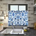 thumbnail image 4 of Yayeee Kitchen Curtains Tier Pair Light Filtering 27"x36" Rod Pocket Short Cafe Window Panel, Blue Floral Pattern, 4 of 7