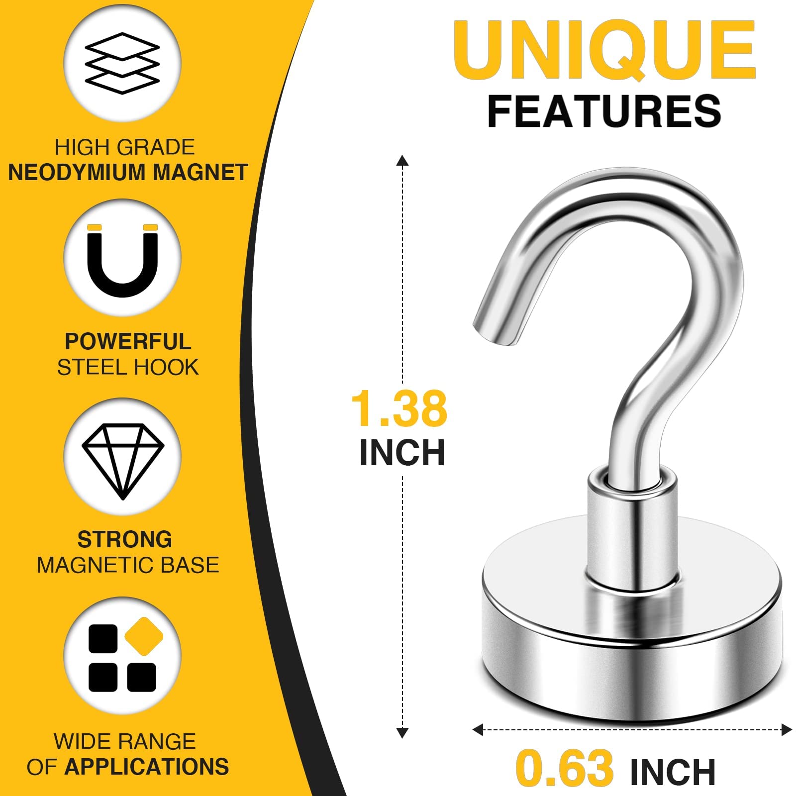 NAISHIER Magnetic Hooks, 30 lbs. Capacity (19-Pack) photo 2