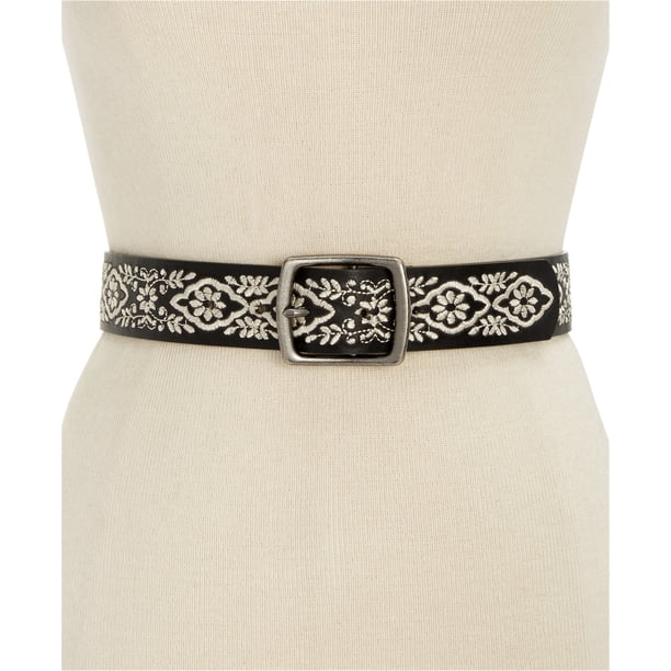 INC Cinturón floral para mujer, negro, grande I-N-C Medio