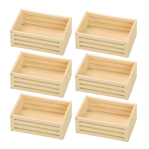 DRAFIDEEP Dollhouse Storage Basket Khaki 6Pcs Rectangular For Miniature Holder 1.6x1x0.6in