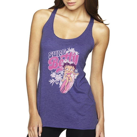 Wild Bobby Shore Surfer Betty Boop Betty Boop Tri-Blend Racerback Tank Top, Purple Rush, Large