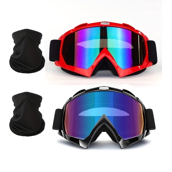 Motorcycle Goggles Multifunctional Magic Headband Off-Road Motorcycle Goggles Windproof ATV Dustproof Racing Goggles Anti-Scratch Ski Goggles Protective Safety Glasses Higher Quality TPU Frame PC Len