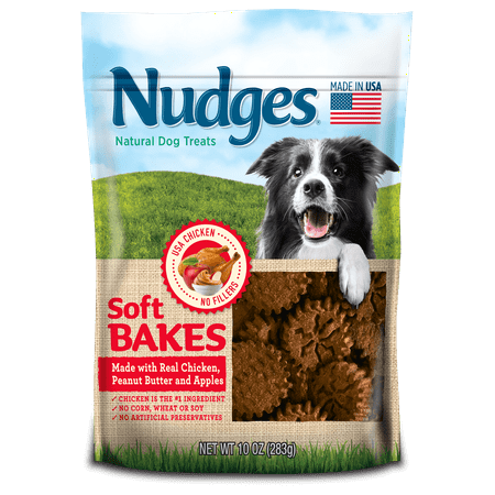 Nudges Soft Bakes with Chicken Dog Treats, Peanut Butter and Apples, 10
