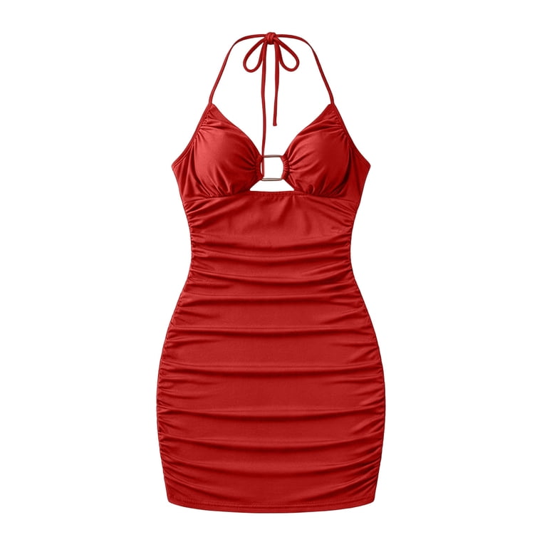 cross back bodycon dress Lopecy-Sta Women's Mini Dress, Sleeveless Criss with Cut Out Detail, Date Night, Fashion Strapless Style Dresses wedding guest brown dress