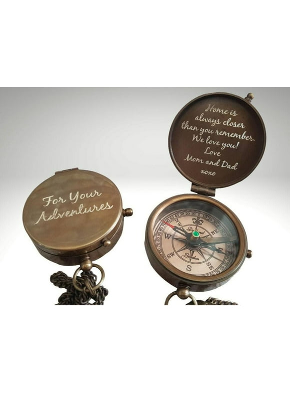Engraved Brass Compass, Personalized Gift Compass Birthday Gift Anniversary Gift