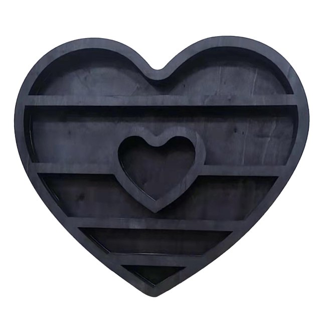 Estante de madera de cristal Moon Elf Estante de pared con forma de corazón para exhibición de aceite de cristal Exhibición de sala de estar para el hogar