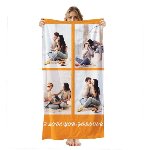 Personalized Custom Beach Towels with Picture Logo Photo Names Customized Pool Travel Towel for Kids Adults Women Men 30" X 60"