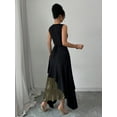 thumbnail image 4 of Women's black and gold asymmetric hem dress, with detachable chain shoulder strap-sleeveless wedding guest dress with one shoulder V-neck, laminated ruffles and slim waist design, suitable for partie, 4 of 6