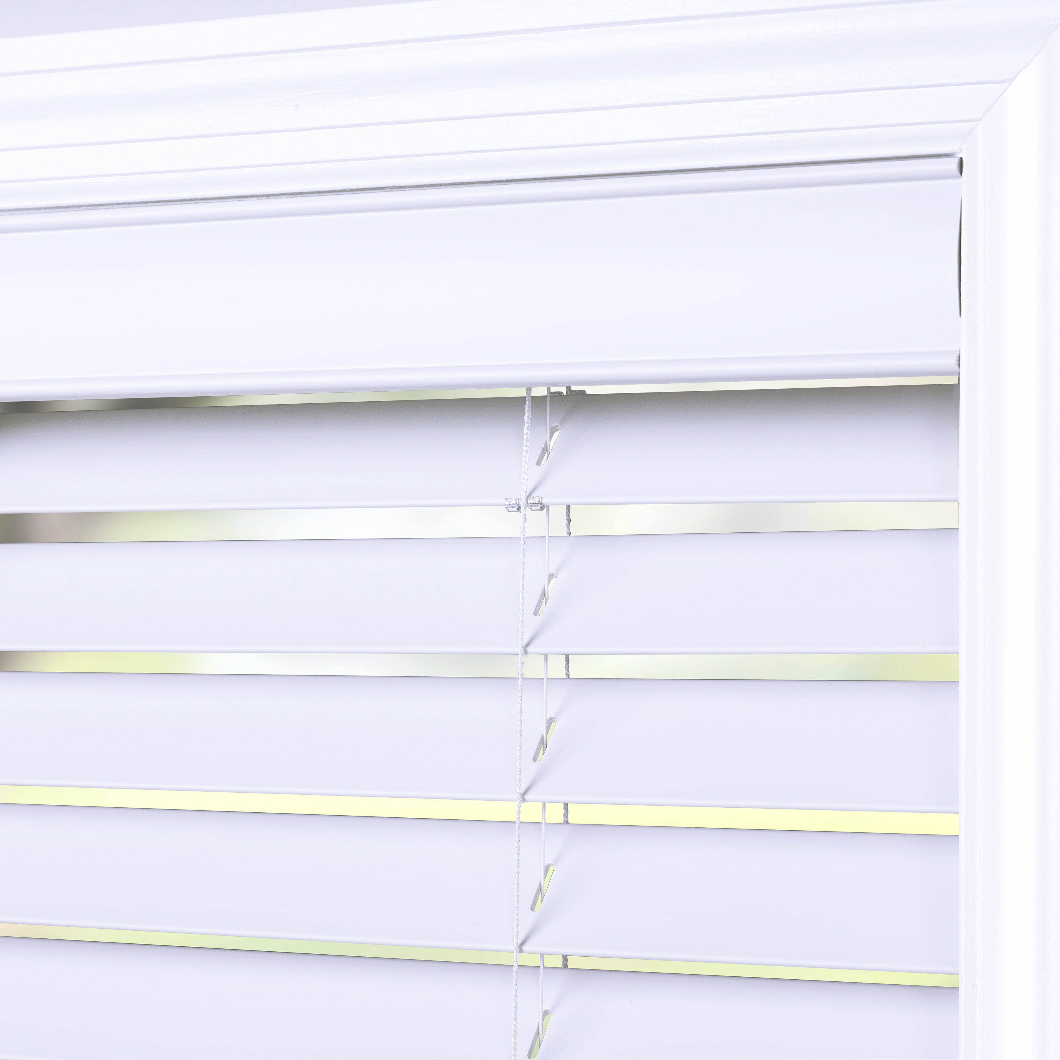 Coverscaped 2" Cordless Faux Wood Smooth White Blinds, 53.5" x 36"