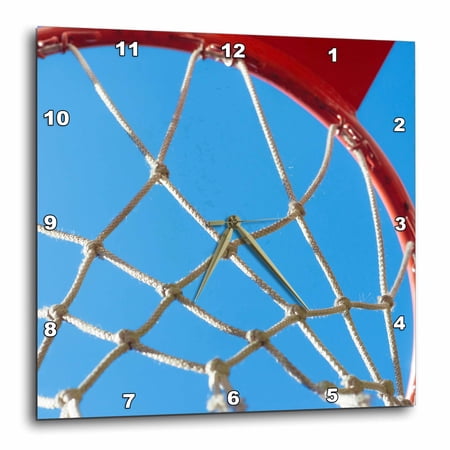 3 drose, Red Basketball Hoop, White Net, Blue Sky, 10 x 10 Wall Clock