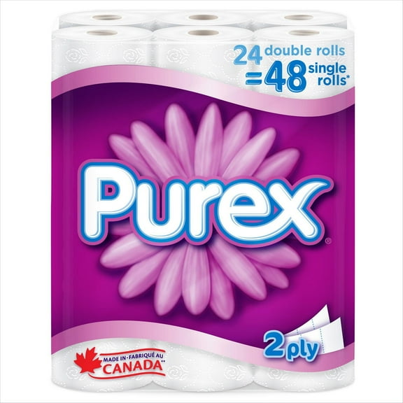 Purex Soft & Thick Toilet Paper, Hypoallergenic and Septic Safe, 24 Double Rolls = 48 Single Rolls