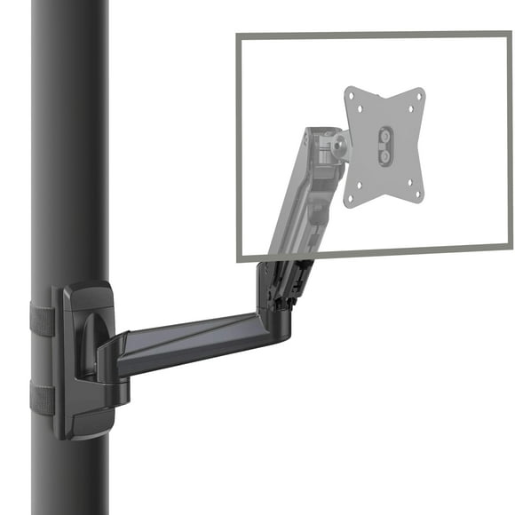CondoMounts NO Drill Full Motion Pillar Monitor Mount | WorkBench Monitor Mount | Pallet Rack | GAS Spring Arm with VESA Plate | Holds 18lbs | Up to 32" Monitor | Black
