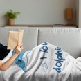 thumbnail image 3 of Dolphin Soft Flannel Fleece Throw Blanket, Cartoon Style Ocean Animal with I Love Dolphins Words and Water Splashes Image, Cozy Plush for Indoor and Outdoor Use, 60" x 80", Blue White, by Ambesonne, 3 of 5