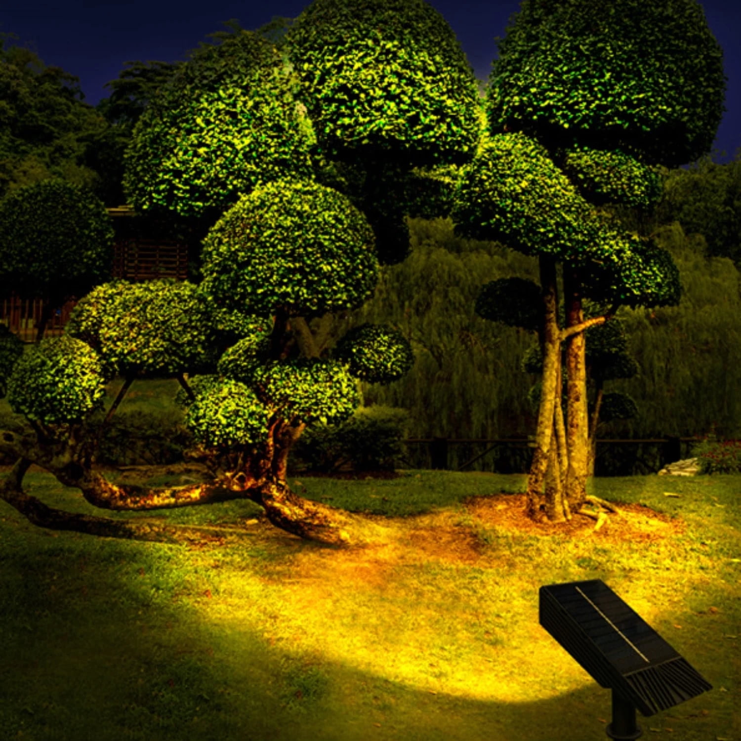 Solar Powered Spotlight - 2000LM High Brightness Outdoor Flood Light with Adjustable Angle, IP65 Waterproof Garden Spotlight for Trees, Yard, Pathway, Landscape Lighting (Ground Spike Included)