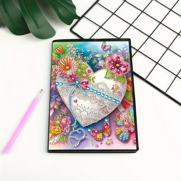 Diamond Painting Kit Notebook, Lovely DIY Art Craft Kit, A5 Perfect Creative Gift, Diamond Rhinestone Decoration Ideal for Painting, Writing, Notebooks