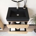 thumbnail image 5 of 24" Wall Mounted Floating Bathroom Vanity in Oak with Black Quartz Sink, 5 of 12