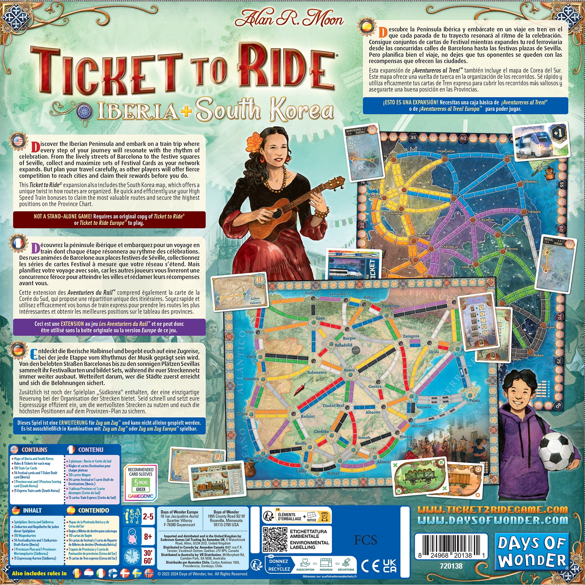 Ticket to Ride Strategy Board Game: Iberia & South Korea Expansion for Ages 8+, from Asmodee