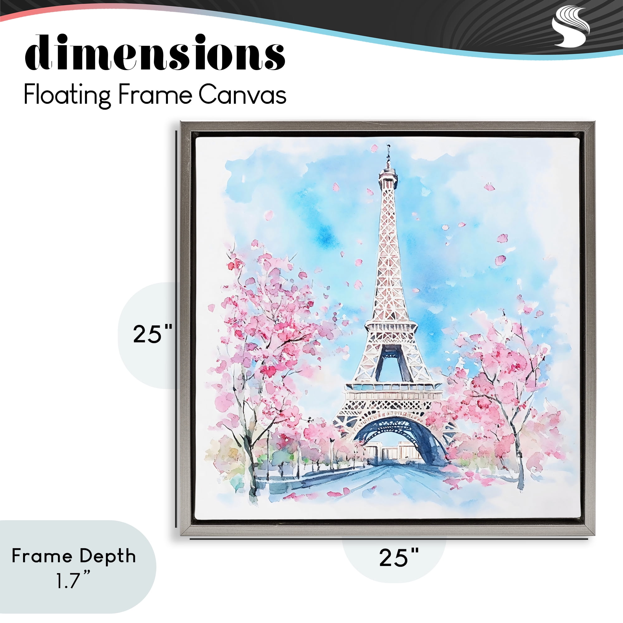 Stupell Industries Eiffel Tower Cherry Blossoms Gray Framed Floater Canvas Wall Art, design by Creative Studio