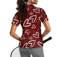 thumbnail image 2 of COEQINE Valentine's Day Women Short Sleeve Golf Shirts Moisture Wicking 1/4 Zip Golf Polo Shirt Lightweight V Neck Sportswear Soft Cooling Bowling Shirt Heart Red Print Tennis Activewear, L, 2 of 7