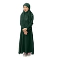thumbnail image 1 of RXMEKW Ensemble de Robe Musulmane avec Châle pour Filles Manches Longues Col Rond Robe à Volants Tenue 2 Pcs Rose, 1 of 9