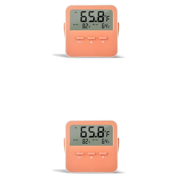 Advancent Termómetro Digital electrónico interior higrómetro alarma portátil con batería medidor de temperatura y humedad para oficina Naranja 2Conjunto