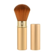 Retractable Kabuki Makeup Brush - Goat Hairs Blush Brushes Great for Blending Liquid, Cream, Mineral Cosmetics or Translucent Powder (Brown)