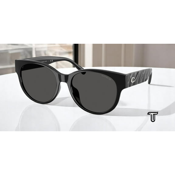 COACH HC8430D 500287 Cae87 Black Grey Solid 56 mm Women's Sunglasses