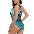 thumbnail image 4 of Rateoe Realistic Ocean Shark Pattern Women One Piece Swimsuits Tummy Control One Shoulder Bathing Suits Ruffle Swimwear-, 4 of 6