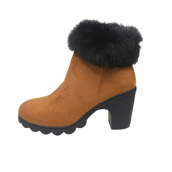 Kidagic Women's Lined Winter Booties Soft Suede On Ankle Boots Comfortable Casual Outdoor Footwear(Color:Brown,Size:5.5)