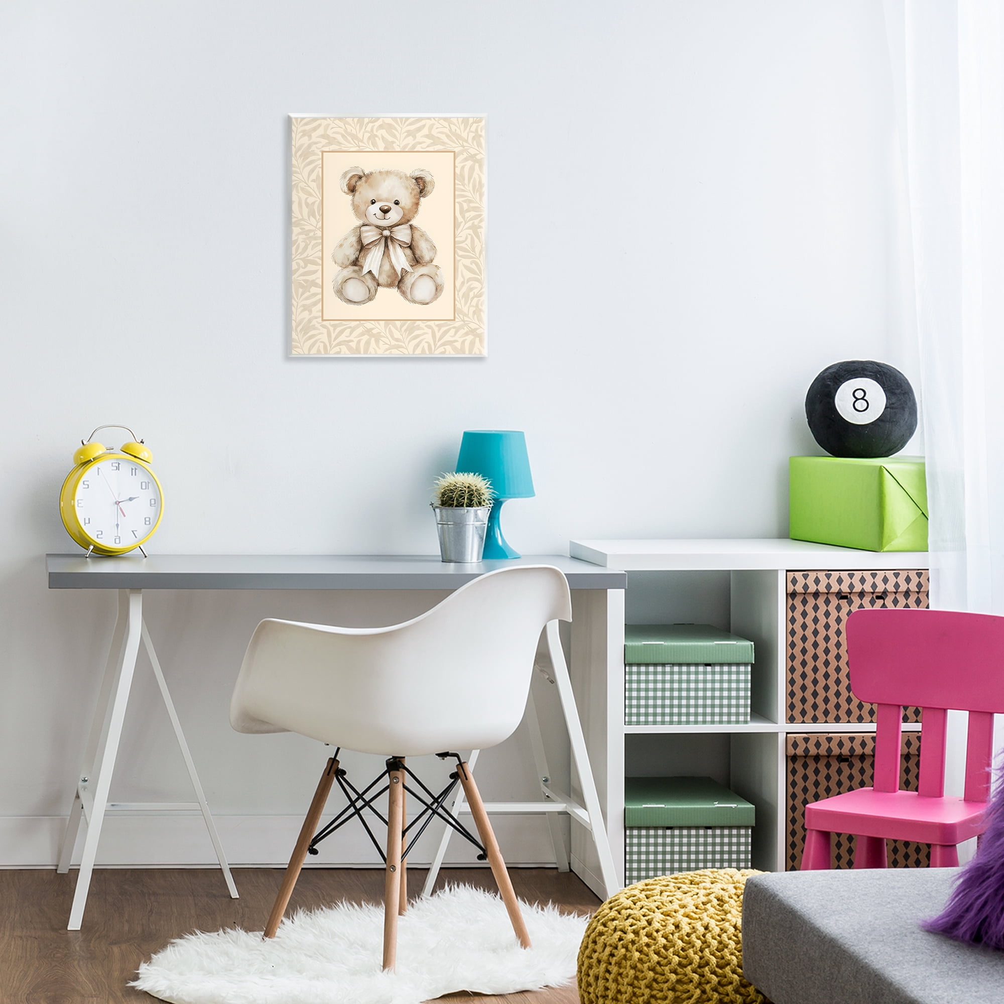 Stupell Industries Beige Teddy Bear and Border Wall Plaque Art, design by LSR Design Studio
